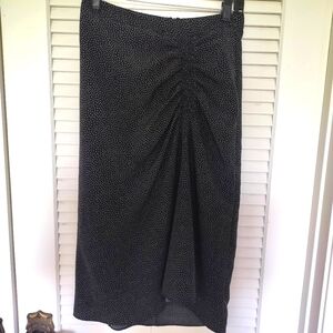 Banana Republic Black White lined Ruched Skirt Size 0 Polka Dot